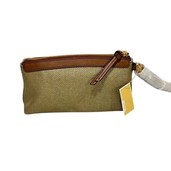 Michael Kors Talia wristlet purse wallet pale gold zipper pouch NEW canvas - Picture 8 of 10